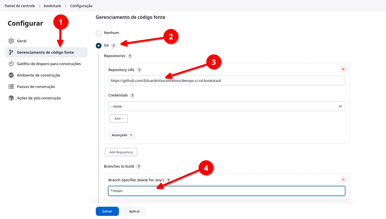 adicionando o repo do github